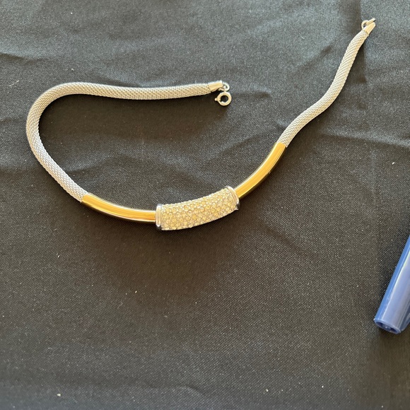 Vintage Napier Slide Bling Pendant Signed On Mesh Chain choker - Picture 6 of 7